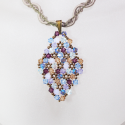 Pendant 40cm - Shea Rhombus M-Khaki Braid - Pendant 40cm - Laiton bronze